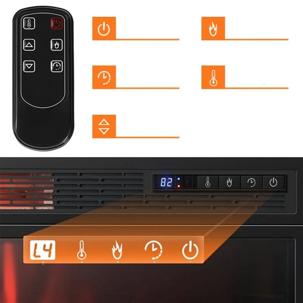 Costway 28-in W Black Metal Freestanding And Recessed Infrared Quartz Electric Fireplace 6 Costway 28-in W Black Metal Freestanding And Recessed Infrared Quartz Electric Fireplace - Image 4