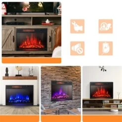 Costway 28-in W Black Metal Freestanding And Recessed Infrared Quartz Electric Fireplace