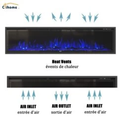 Clihome 72-in Black Fan-Forced Electric Fireplace With Remote Control