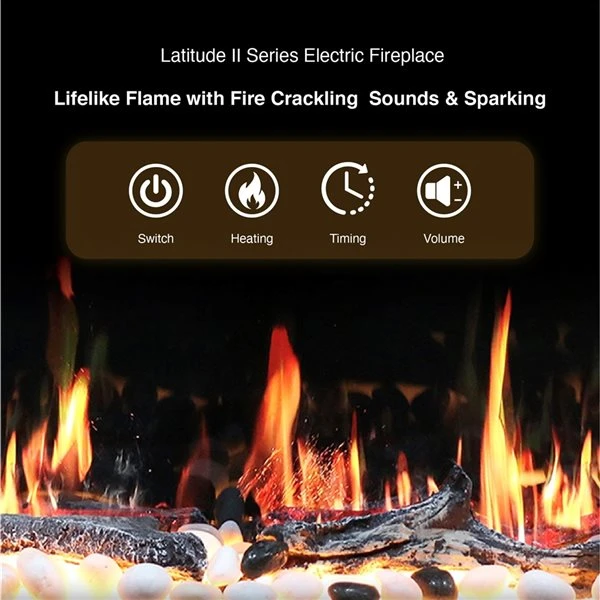 Litedeer Homes Latitude II 78-in W Black Fan-Forced Electric Fireplace 7 Litedeer Homes Latitude II 78-in W Black Fan-Forced Electric Fireplace - Image 5