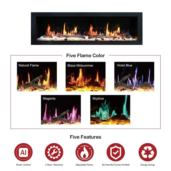 Litedeer Homes Latitude II 78-in W Black Fan-Forced Electric Fireplace 5 Litedeer Homes Latitude II 78-in W Black Fan-Forced Electric Fireplace - Image 3