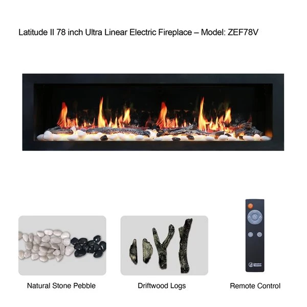 Litedeer Homes Latitude II 78-in W Black Fan-Forced Electric Fireplace 4 Litedeer Homes Latitude II 78-in W Black Fan-Forced Electric Fireplace - Image 2