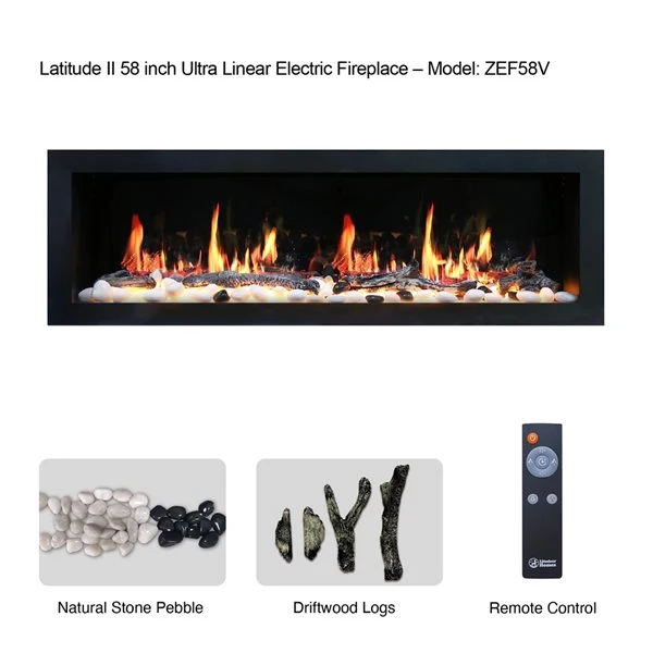 Litedeer Homes Gloria II 58-in W Silver White Fan-Forced Electric Fireplace 6 Litedeer Homes Gloria II 58-in W Silver White Fan-Forced Electric Fireplace - Image 4
