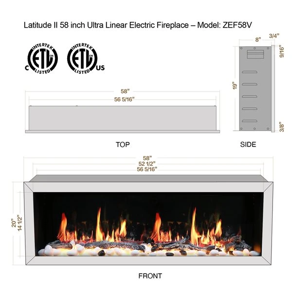 Litedeer Homes Gloria II 58-in W Silver White Fan-Forced Electric Fireplace 4 Litedeer Homes Gloria II 58-in W Silver White Fan-Forced Electric Fireplace - Image 2