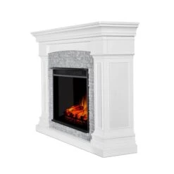 Real Flame Deland Grand 63-in Infrared Electric Fireplace In White