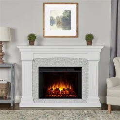 Real Flame Deland Grand 63-in Infrared Electric Fireplace In White 11 Real Flame Deland Grand 63-in Infrared Electric Fireplace In White -Napoleon Shop 331064560 MainImage 001 l