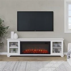 Real Flame Benjamin 81-in Landscape Infrared Electric Fireplace In White
