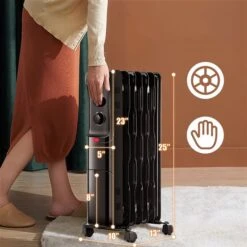 Costway 1500 W Oil-Filled Radiant Utility Indoor Electric Space Heater Thermostat In Black -Napoleon Shop 331065364 AlternateImage1 l