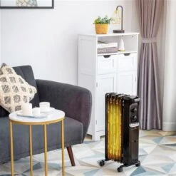 Costway 1500 W Oil-Filled Radiant Utility Indoor Electric Space Heater Thermostat In Black -Napoleon Shop 331065364 AlternateImage2 l