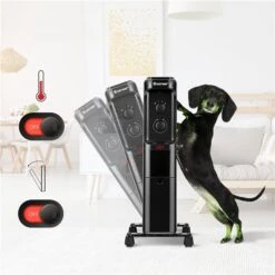 Costway 1500 W Oil-Filled Radiant Utility Indoor Electric Space Heater Thermostat In Black