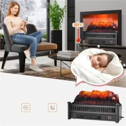 Costway 23-in W 4777-BTU Black Electric Fireplace Log Set Heater With Remote Control 10 Costway 23-in W 4777-BTU Black Electric Fireplace Log Set Heater With Remote Control -Napoleon Shop 331065400 AlternateImage3 l