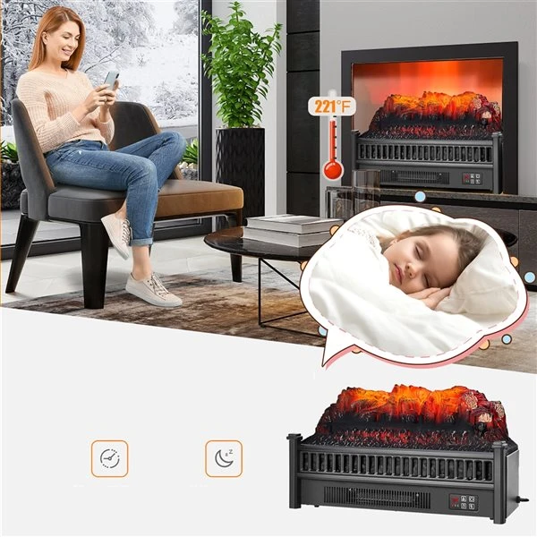 Costway 23-in W 4777-BTU Black Electric Fireplace Log Set Heater With Remote Control 6 Costway 23-in W 4777-BTU Black Electric Fireplace Log Set Heater With Remote Control - Image 4