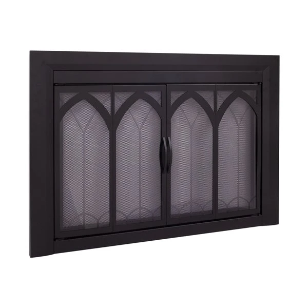 Pleasant Hearth Collin 30-in To 37-in X 25-1/2-in To 32-1/2-in Bifold Tempered Glass Fireplace Doors In Black 5 Pleasant Hearth Collin 30-in To 37-in X 25-1/2-in To 32-1/2-in Bifold Tempered Glass Fireplace Doors In Black - Image 3