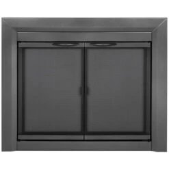Pleasant Hearth Carlisle 30-in To 37-in X 25-1/2-in To 32-1/2-in Tempered Glass Fireplace Doors In Gunmetal -Napoleon Shop 331066924 MainImage 001 l