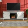 HomCom 59.75-in White Infrared Quartz Electric Fireplace