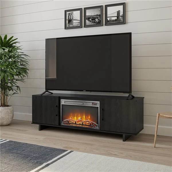 Ameriwood Home 60-in Black Oak Fan-forced Electric Fireplace For TV's Up To 60-in 4 Ameriwood Home 60-in Black Oak Fan-forced Electric Fireplace For TV's Up To 60-in - Image 2