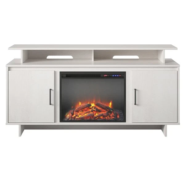 Ameriwood Home 59.61-in Ivory Oak Fan-forced Electric Fireplace For TV's Up To 74-in 4 Ameriwood Home 59.61-in Ivory Oak Fan-forced Electric Fireplace For TV's Up To 74-in - Image 2