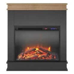 Ameriwood Home 29.69-in Black Fan-forced Electric Fireplace