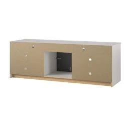 Ameriwood Home 67-in Ivory Oak Fan-forced Electric Fireplace For TV's Up To 75-in