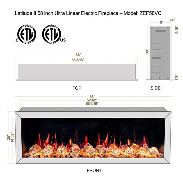 Litedeer Homes Latitude II 58-in Black Recess Wall Electric Fireplace 5 Litedeer Homes Latitude II 58-in Black Recess Wall Electric Fireplace - Image 3
