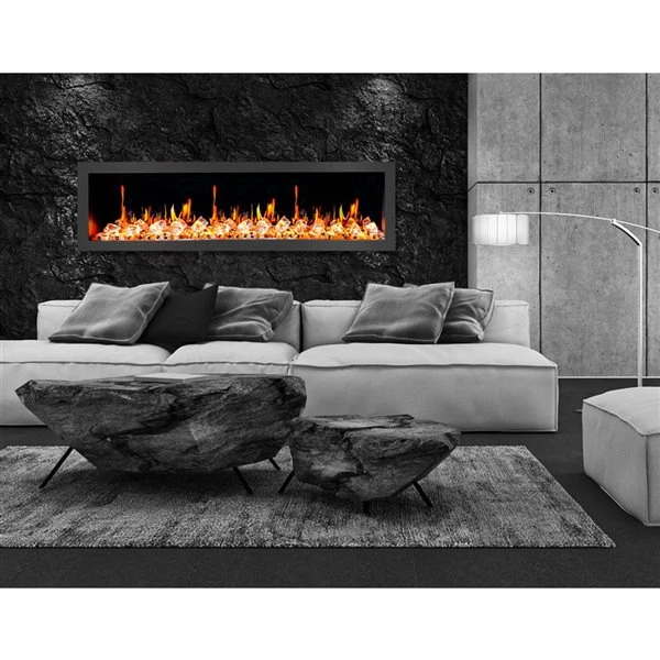 Litedeer Homes Latitude II 68-in Black Recess Wall Electric Fireplace 4 Litedeer Homes Latitude II 68-in Black Recess Wall Electric Fireplace - Image 2