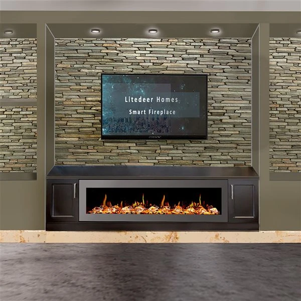 Litedeer Homes Latitude II 68-in Black Recess Wall Electric Fireplace 7 Litedeer Homes Latitude II 68-in Black Recess Wall Electric Fireplace - Image 5