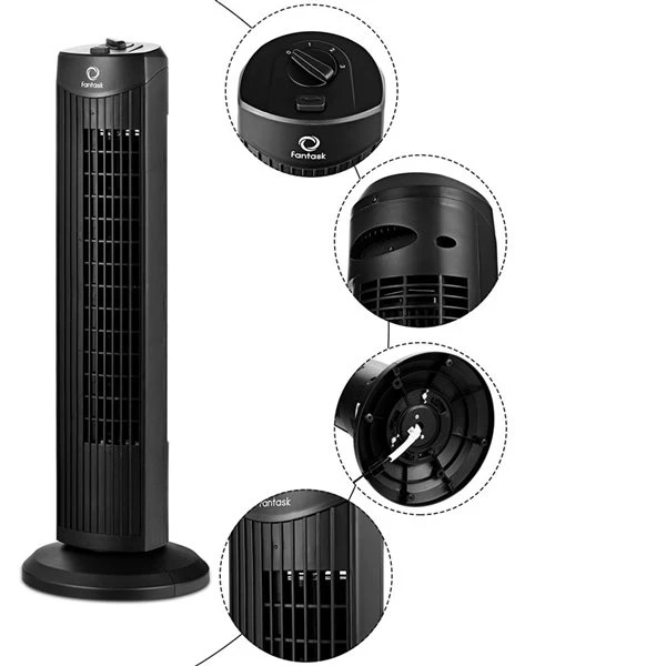 Costway Fantask Oscillating Tower Fan 3 Wind Speed Quiet Cooling 35W Black 28-in 6 Costway Fantask Oscillating Tower Fan 3 Wind Speed Quiet Cooling 35W Black 28-in - Image 4
