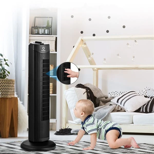Costway Fantask Oscillating Tower Fan 3 Wind Speed Quiet Cooling 35W Black 28-in 4 Costway Fantask Oscillating Tower Fan 3 Wind Speed Quiet Cooling 35W Black 28-in - Image 2