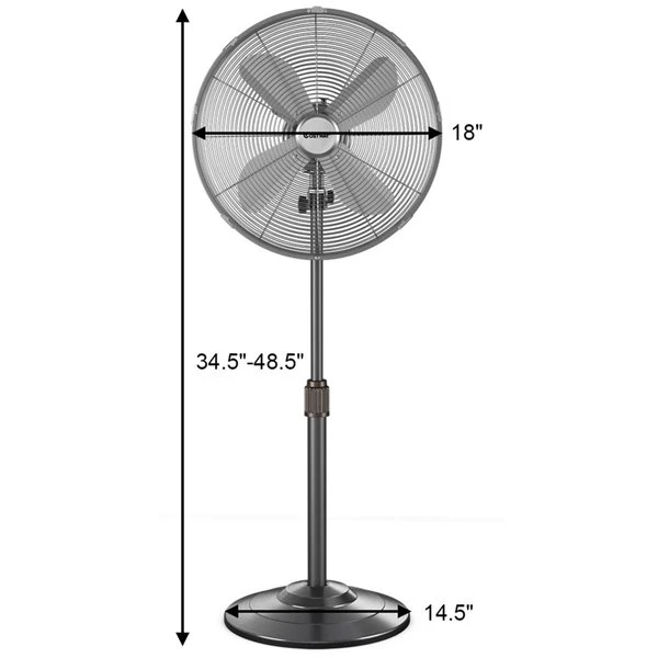 Costway Metal Oscillating Pedestal Fan 3 Wind Speed Height Adjust Black 18-in 6 Costway Metal Oscillating Pedestal Fan 3 Wind Speed Height Adjust Black 18-in - Image 4