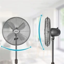 Costway Metal Oscillating Pedestal Fan 3 Wind Speed Height Adjust Black 18-in
