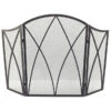 Style Selections 47.87-in Black Steel Gothic Arch 3-Panel Fireplace Screen