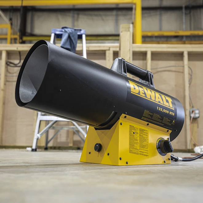 DeWalt Portable Forced Air Propane Heater - 75,000 To 125,000 BTU - 11.5 Hour Run Time 3 DeWalt Portable Forced Air Propane Heater - 75,000 To 125,000 BTU - 11.5 Hour Run Time
