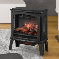 Style Selections Electric Stove Heater With 3D Flame Effect - Infrared - 1500 W - Black