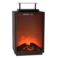 Battery Fireplace Lantern - 8'' X 6'' X 14'' - Black