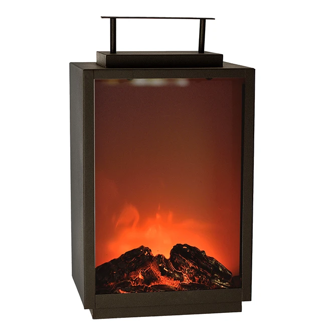 Battery Fireplace Lantern - 8'' X 6'' X 14'' - Black 3 Battery Fireplace Lantern - 8'' X 6'' X 14'' - Black